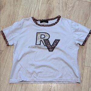 Rudolph Valentino T Shirt with Leopard Print Trim
